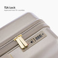 Beige hard-shell polycarbonate trolley with TSA lock number dial