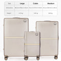 Set of three hard-shell polycarbonate trolley suitcases, beige, with spinner wheels and handles