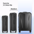Medium hard-shell polycarbonate trolley luggage, dark grey, with telescopic handle and wheels