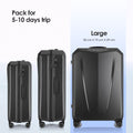 Large hard-shell polycarbonate trolley luggage, dark grey, with telescopic handle and wheels