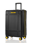 Large black check-in trolley with upright handle and 8 caster wheels