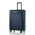 Navy polycarbonate medium check-in trolley with upright handle and 8 wheels