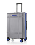 Silver polycarbonate medium check-in trolley with upright handle and 8 wheels