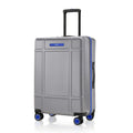 Silver polycarbonate medium check-in trolley with upright handle and 8 wheels