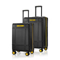 Polycarbonate trolley luggage set of two, black hard-shell with 8 spinner wheels
