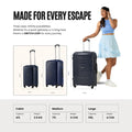 Polypropylene trolley set of 2 in dark blue, four wheels, telescopic handle
