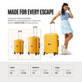Polypropylene trolley set of 2 in yellow, four wheels, telescopic handle