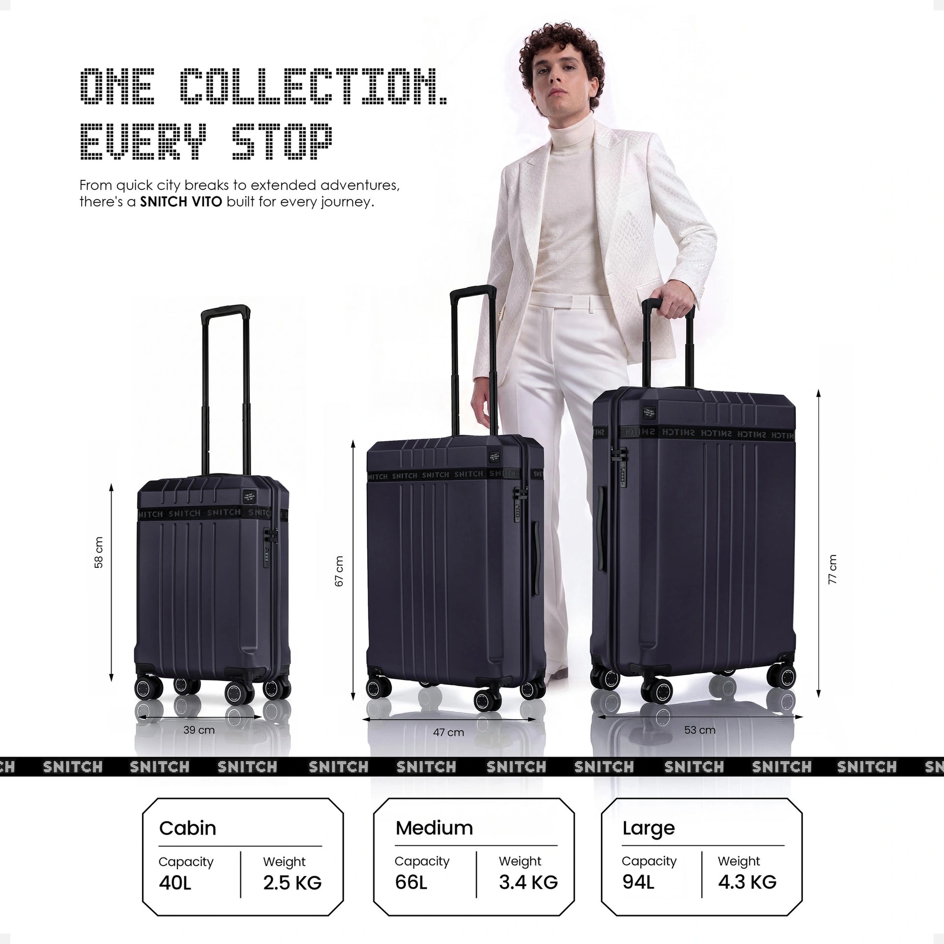 Snitch Vito 3-Piece Polycarbonate Trolley Set Pack of 3 - Image 20