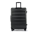 Black large check-in suitcase front view with telescopic handle and wheels