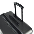 Large check-in suitcase with telescopic handle and top carry grip, silver finish