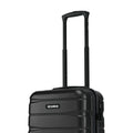 Small cabin suitcase in dark color with telescopic handle and side button accents