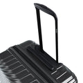 Black telescopic suitcase handle with side latch on hard-shell case