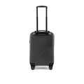 Dark charcoal small cabin suitcase, ridged texture, telescopic handle and corner wheels
