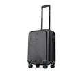 Black small cabin suitcase with ridged shell, telescopic handle and four wheels