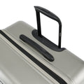 Silver hard-shell suitcase with top carry handle and ridged finish