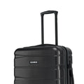 Medium check-in suitcase front upper view with telescopic handle, dark hard shell