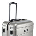 HRX check-in suitcase, silver shell with upright trolley handle and side latch