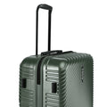 Medium check-in suitcase in dark green with front carry handle and wheels