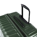 Large check-in suitcase with telescopic handle and carry grip, green shell