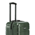 Green small cabin suitcase back view with telescopic handle and carrying grip, HRX