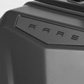 Hard shell polycarbonate luggage with recessed logo panel on top edge