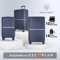 RARE RABBIT hard-shell polycarbonate trolley suitcase set, dark blue, 4 wheels