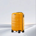 Yellow polypropylene cabin trolley suitcase with 8 wheels and telescopic handle