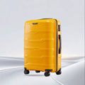 Hard-shell polypropylene check-in trolley suitcase, yellow, with 8 wheels and side handle