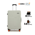 Large check-in suitcase, telescopic handle, 8 wheels, light gray ridged shell